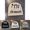 Autumn Winter Knitted Hat With 1998 Rkiemo Letter Pattern For Streetwear And Warmth