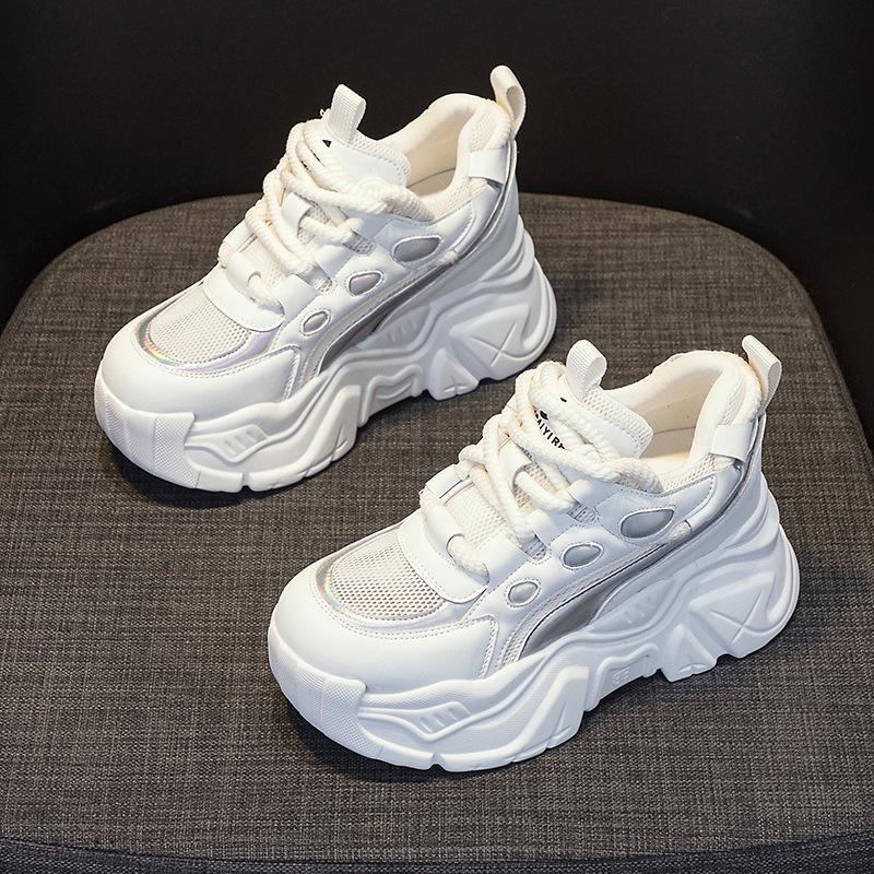 Inner Height-increasing Dad Shoes Women's Thick-soled Transparent Net Casual Fashion Sports Versatile Tide Muffin Women's Shoes