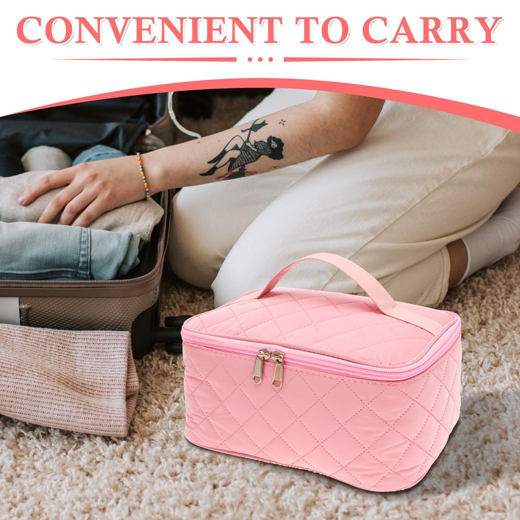 Дорожная косметичка большой вместимости, портативная сумка-органайзер для косметики, полиэстер, женский несессер с разделителем и ручкой для дома