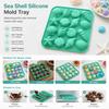 Silicone Mold Tray, Green Sea Shell and Starfish Shapes, 18 x 17 cm, Flexible Baking Form for DIY Candy Chocolate Jelly