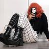 Винтажные клетчатые лоскутные брюки Harajuku женские брюки эластичные брюки с высокой талией повседневные прямые брюки в клетку в клетку с принтом