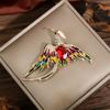 Fashionable Rhinestone Phoenix Brooch with Long Tail Exquisite Accessory for Clothing And Bags Versatile Temperament Piece