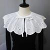 Elegant Embroidered Hollow Out Fake Collar Sweet Standing Decorative Collar Ruffle Shawl Wrap Blouse Top Scarf