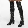 Cow Skin Autumn Winter Shoes Thick High Heels Big Size 45 Size 44 Size 46 Stovepipe Women Keep Warm European Over-the-knee Boots