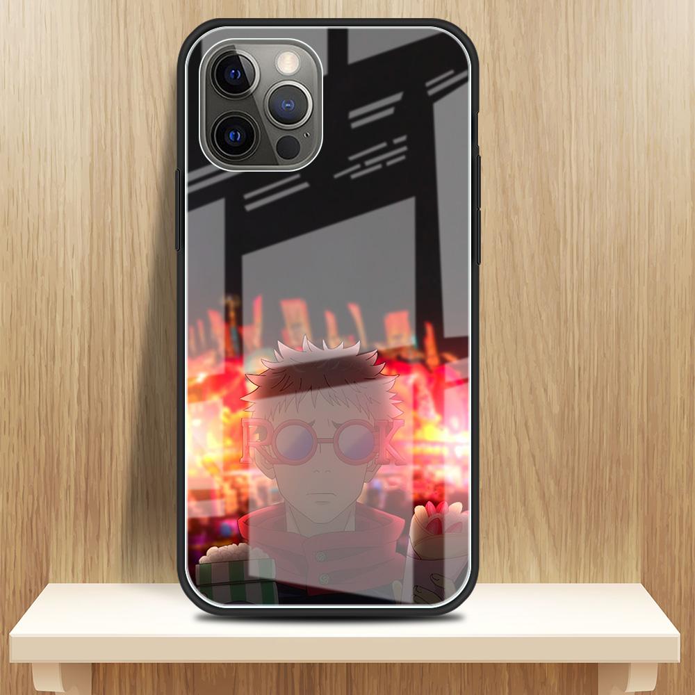 Чехол из закаленного стекла Apple iPhone 13 12 Mini 11 Pro Max XR XS SE 2020 7 8 Plus 6 6S X, задняя крышка для телефона Jujutsu Kaisen Gojo