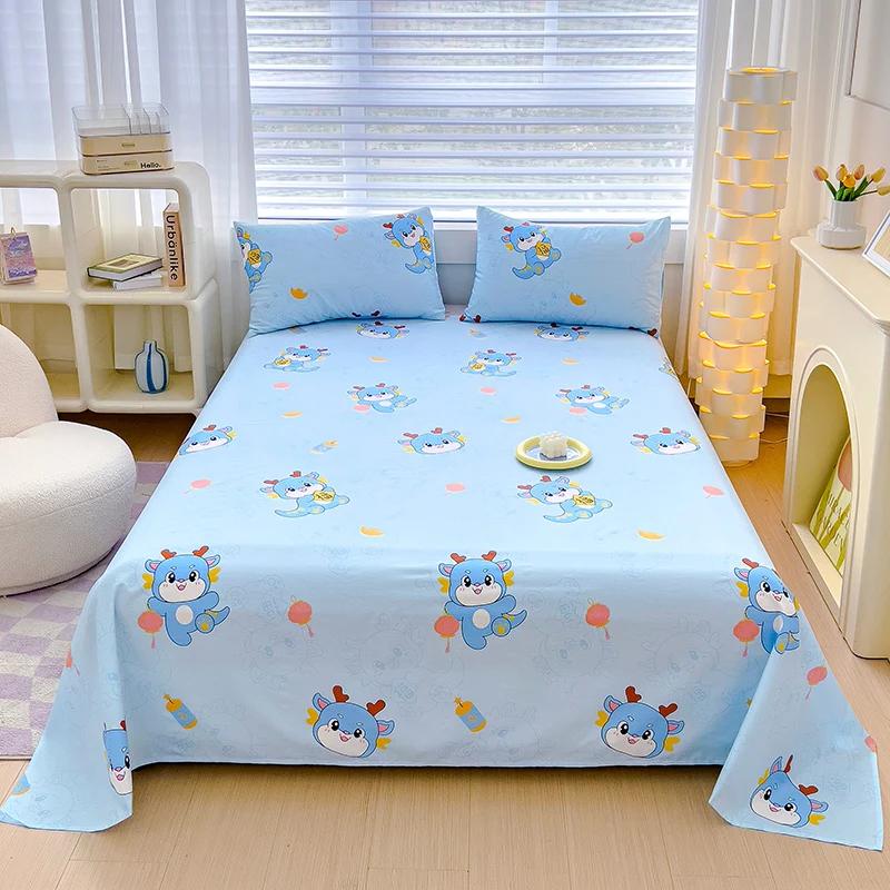 Cartoon Astronaut Bed Sheet Set for Kids Boys Soft Skin-friendly Cotton Bedding Set 3Pcs Rocket Spaceship Bed Sheets Pillowcases