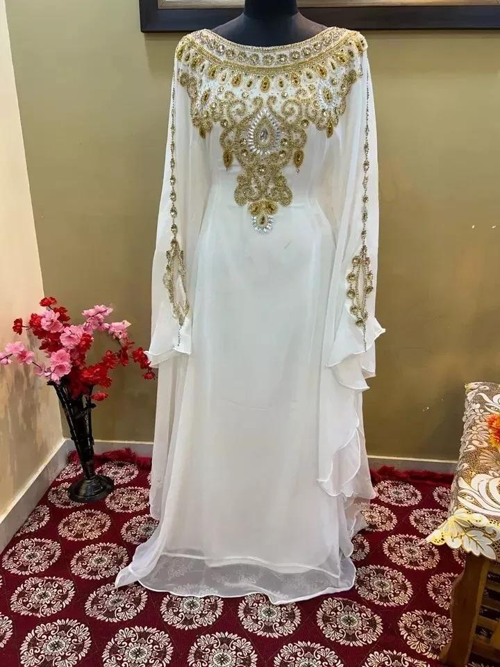 Farasha Dress Islamic Dubai Kaftan Moroccan Hand Work Gown Abaya Stylish Long