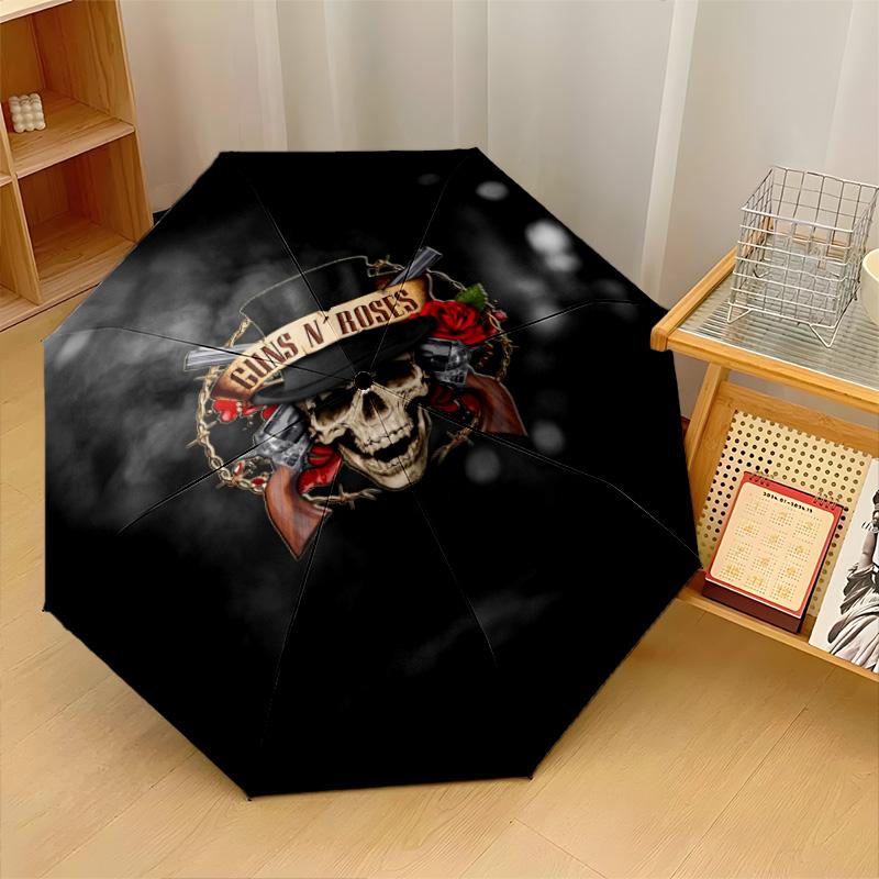 Принт Guns N’ Roses 8?Автоматический зонт с ребрами, ветрозащитный, легкий, складной, для путешествий на открытом воздухе