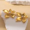 Stainless Steel Colored Enamel Drop Glaze Cherry Blossom Flower Earrings Lady New Trend Fashion Ear Studs Jewelry