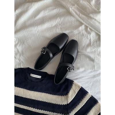 Версия из овчины высокого класса~ Мать винограда, тот же стиль, плоская подошва, универсальные, с мелким вырезом, квадратный носок, ремешок с пряжкой, одинарные Мэри Джейн