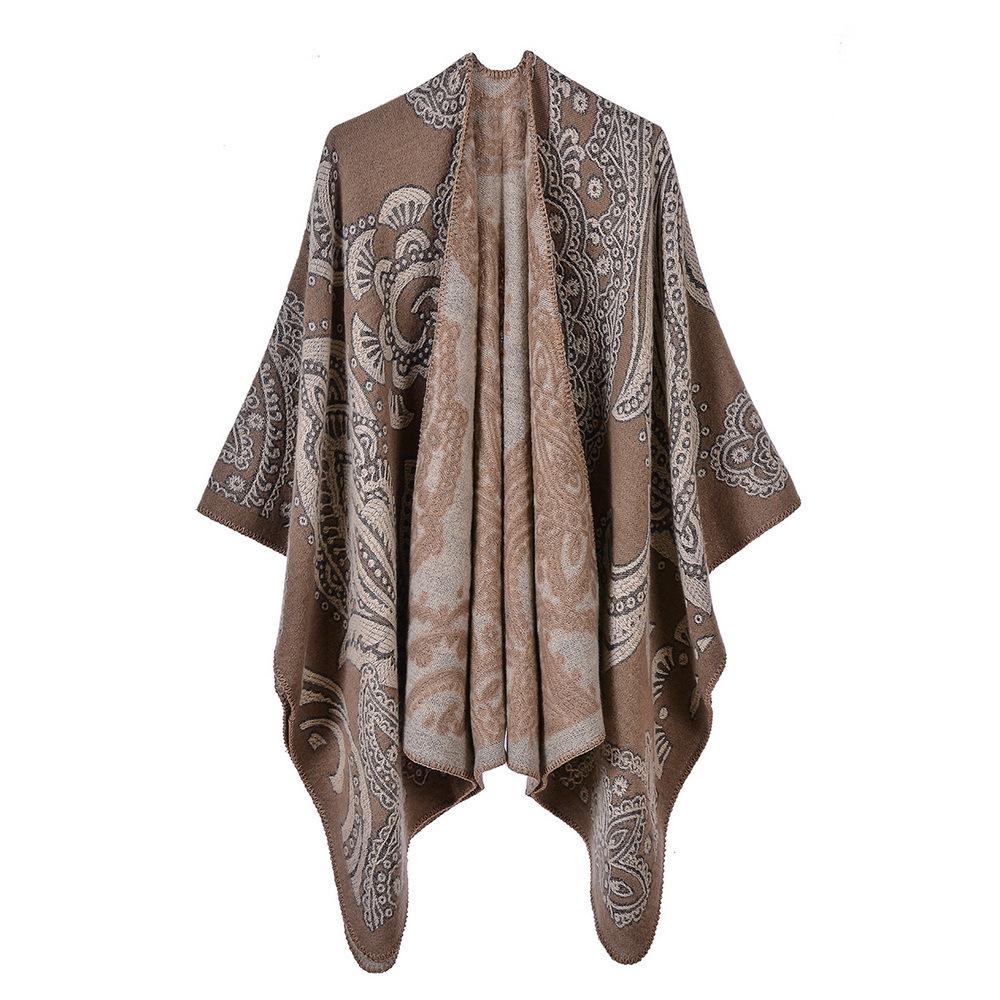 Ponchos Coat Cashmere Scarves Women Winter Warm Shawls And Wraps Pashmina Thick Capes Blanket Femme Scarf