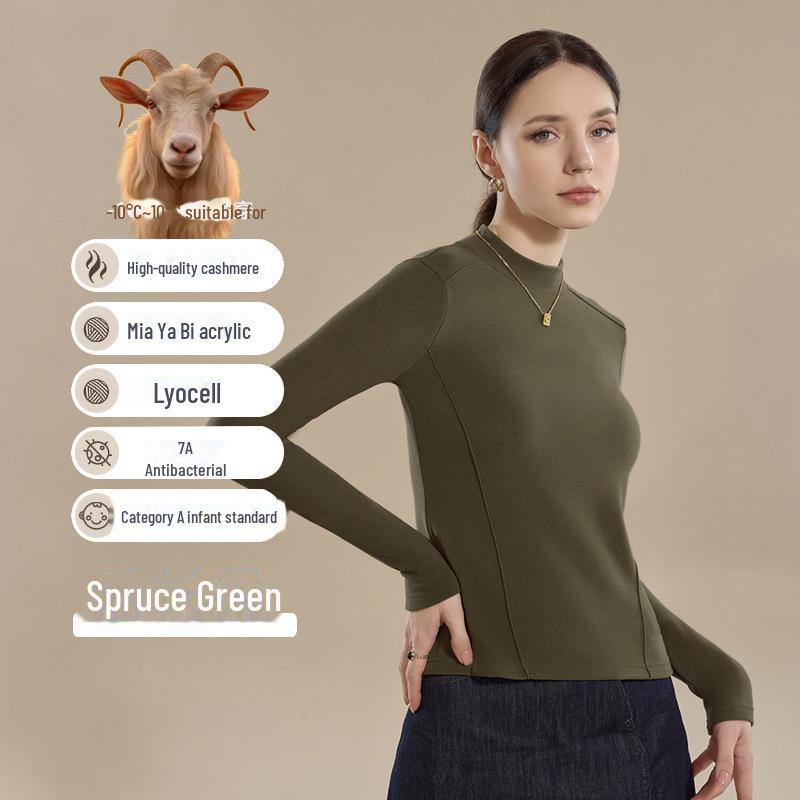 Женский термотоп с длинным рукавом и полуворотником из немецкого кашемира на осень