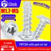 304 Stainless Steel PWT Pan Head Self-Tapping Screw with Gasket, Cross Round Head, Meson Milling, Sizes M3/M4/M5