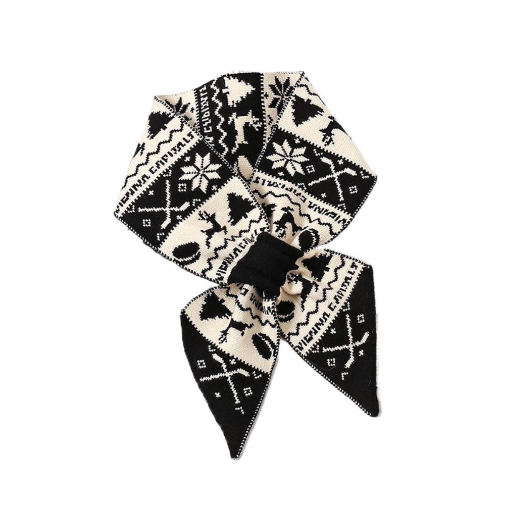 Jacquard Winter Knitted Scarves Deer Woolen Neckerchiefs Cute Women Scarf New Year Gift