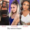 MISS WIG Ponytail Extensions Synthetic Boxing Braids Wrap Around Tail with Rubber Band Hair Ring 26 Inch DIY Brown Ombre Braid
