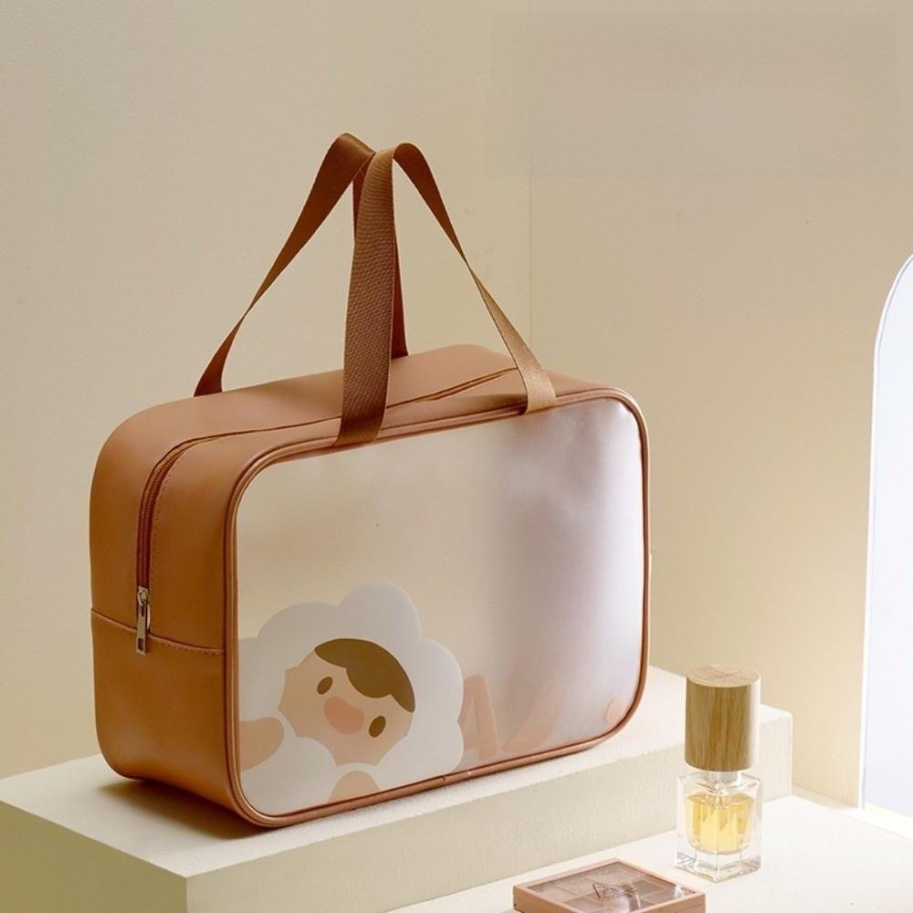 Portable Transparent Wash Bag Frosted Travel Makeup Case Large Capacity Cosmetic Bag Bathing