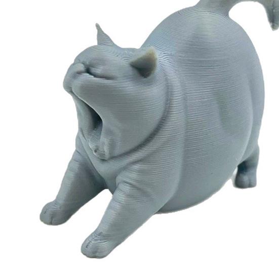 3D-печатная статуэтка зевающего кота, милая фигурка спящего кота для полки, спальни, современный минималистичный декор для дома, подарок для любителей кошек