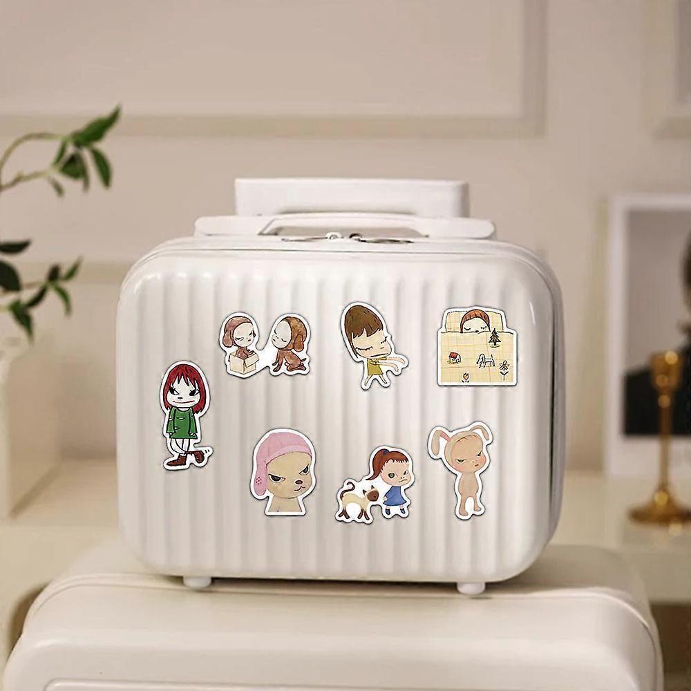 50 Japanese Nara-style cartoon girl stickers, waterproof decals, to decorate suitcases, phones, and scooters.