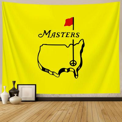 Golf Masters Tapestry Augusta Course Map Carpet Bright Yellow Sports Fan Hanging Cloth Living Room Room Decoration