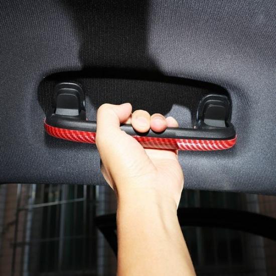 Red Carbon Roof Grab Handle Decor Cover Trim for Dodge Charger 2011+ Accessories