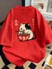 Kawaii Raunisex Cat Graphic T Shirt Japanese Kanji Back Print Harajuku Aesthetic Unisex Loose Casual Short Sleeve Tops