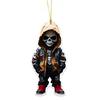 Halloween Car Ornament Cool Skeleton Acrylic Car Rearview Mirror Charm 2D Flat Skull Hanging Pendant for Car Interior Backpack Accessory