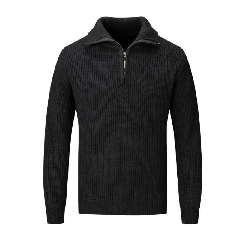 Men Half Zip Stand Collar Long Sleeve Thick Casual Knitted Pullover Sweater