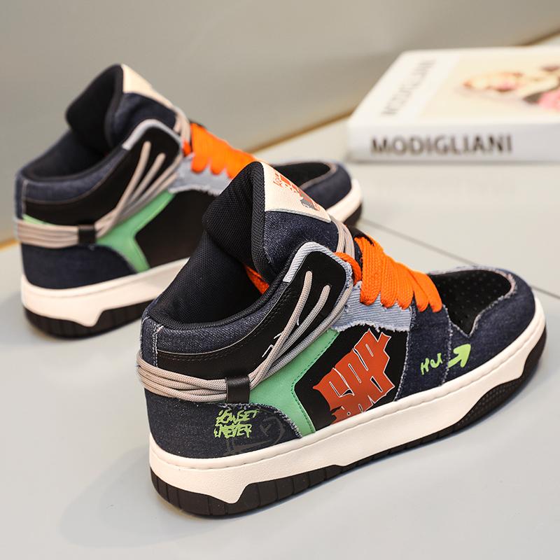 2024 Новые мужские повседневные спортивные туфли для осени и зимы, дизайнерские роскошные модные кожаные универсальные высокие туфли