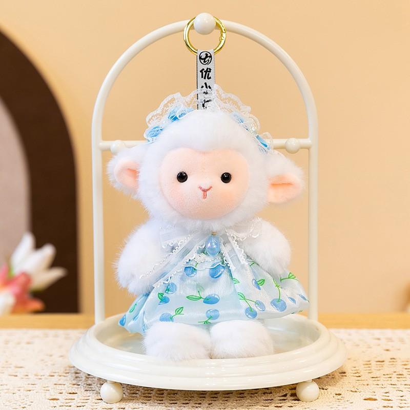 Плюшевая игрушка-овечка 20 см, мягкая, с коротким ворсом, набитое животное, коза, подарок, подвеска, брелок для рюкзака