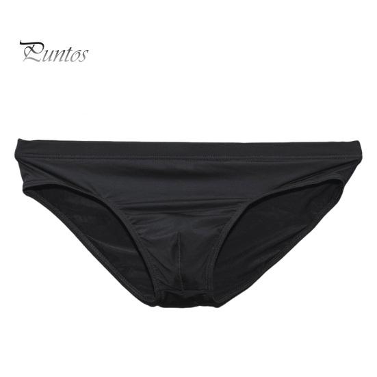 Men Briefs Low-rise Slim Fit High Elasticity Underwear Solid Color Ice Silk Transparent Panties Summer Ultra-thin Underwear