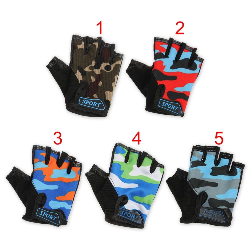 Skating Riding Equipment Camouflage Bike Mittens Children Cycling Gloves Half Finger Golves