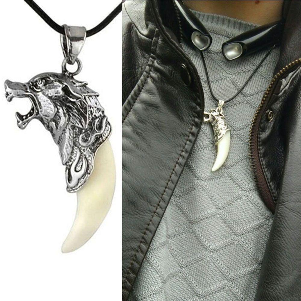 Elegant Men Jewelry Hot Sale Fashion Titanium Steel Domineering Pendant Wolf Tooth Necklace