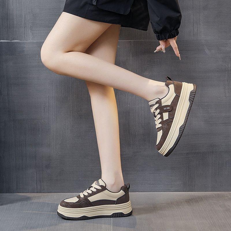 Sports and Leisure Board Shoes Women's Early Spring New Thick-soled Heightening Versatile Casual White Shoes