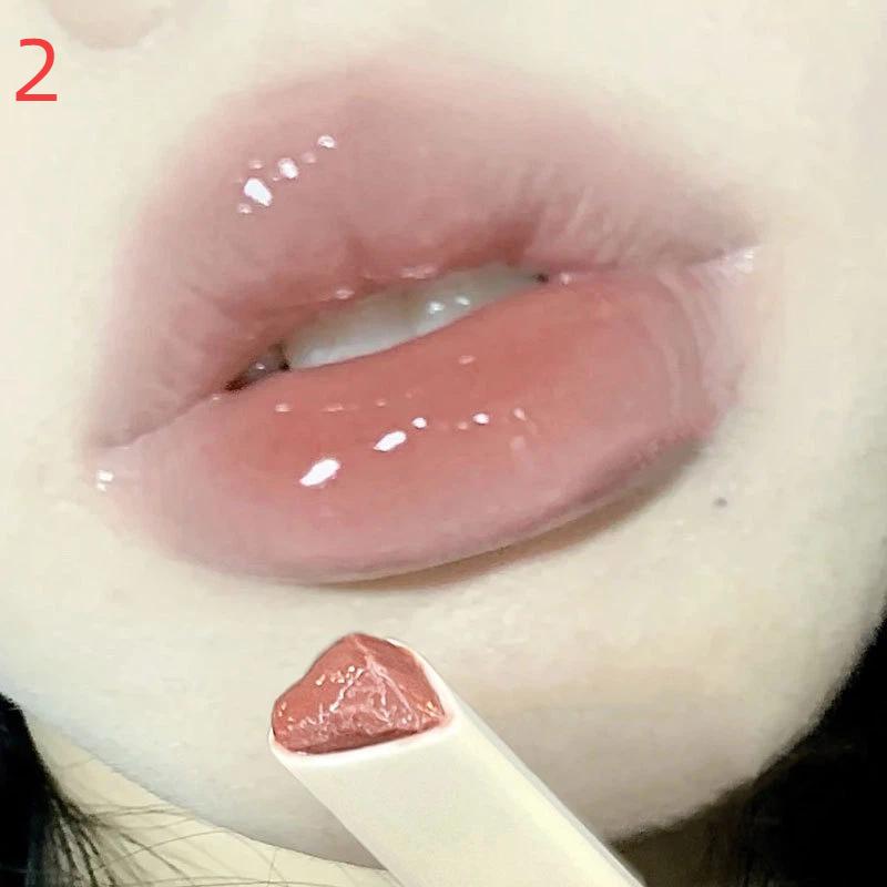 Водно-легкий блеск для губ Зеркальный глиттер Тинт для губ Стойкий Увлажняющий Помада-карандаш в форме сердечка для макияжа губ Косметика