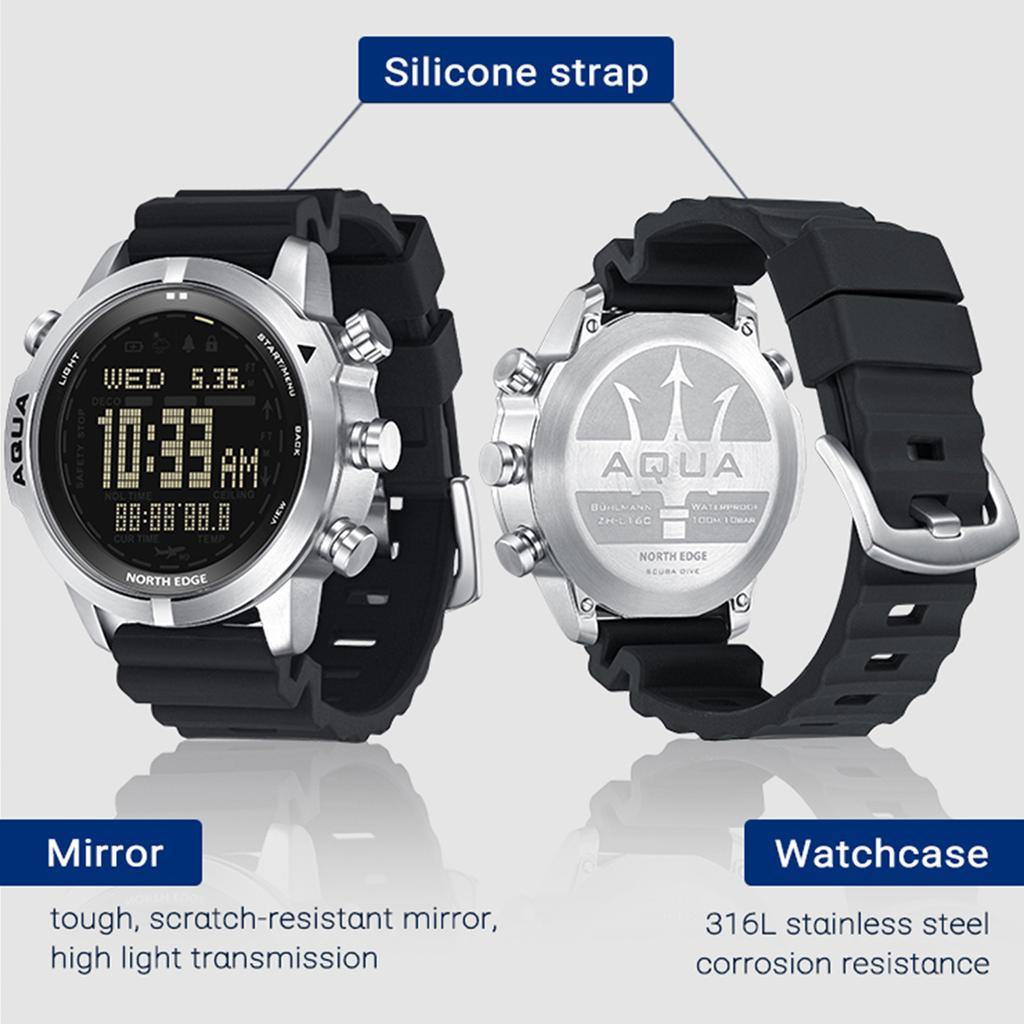Цифровые часы для дайвинга для мужчин Часы-компьютер для дайвинга Часы для подводного плавания Мужские наручные часы с компасом, альтиметром, барометром