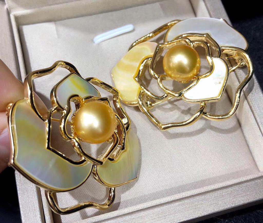 Fashion DIY Shell Camellia Pearl Brooch Pendant - Women's Jewelry Corsage Setting