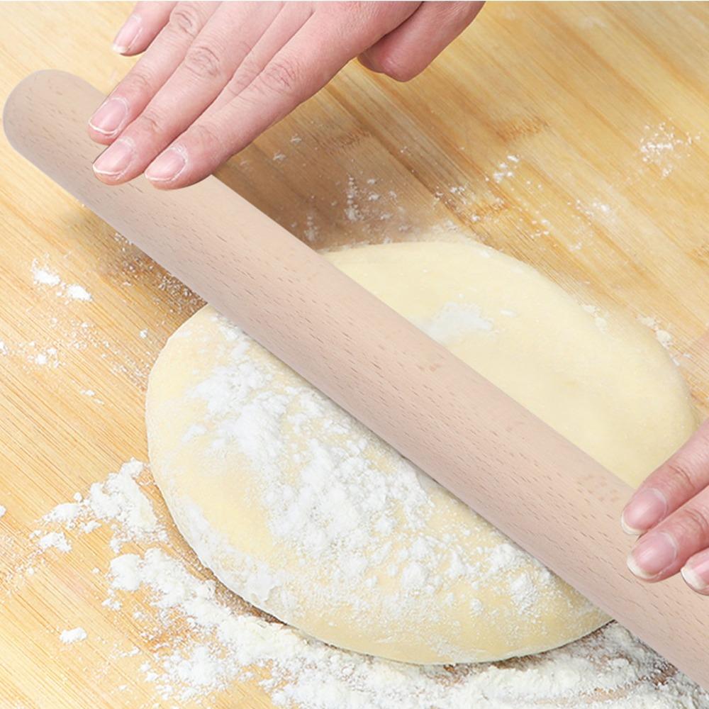Деревянная Скалка из Бука Цельное Дерево Гладкая Поверхность Кухонная Скалка Закругленные Концы 11,5 Дюйма 15,5 Дюймов Скалка для Выпечки