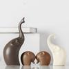 Home Décor Elephant Family Matte Finish Ceramic Figures - (Set of 4 Piece, Matte Brown)