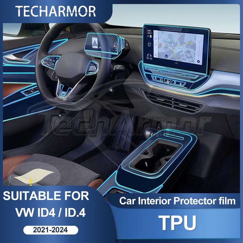 Защитная противоцарапающая пленка из ТПУ для интерьера автомобиля VW ID.4 ID4 Crozz GTX X Pro -2024 Автомобильная прозрачная защитная наклейка