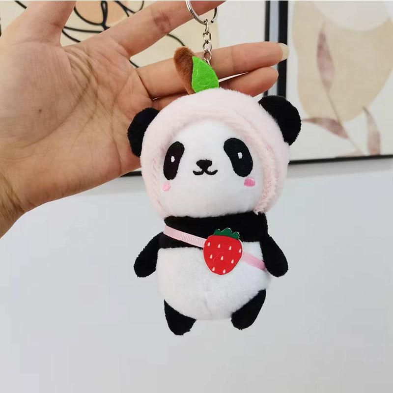 Adorable Plush Panda Keychain Avocado Short Plush Stuffed Animal Doll Bulk
