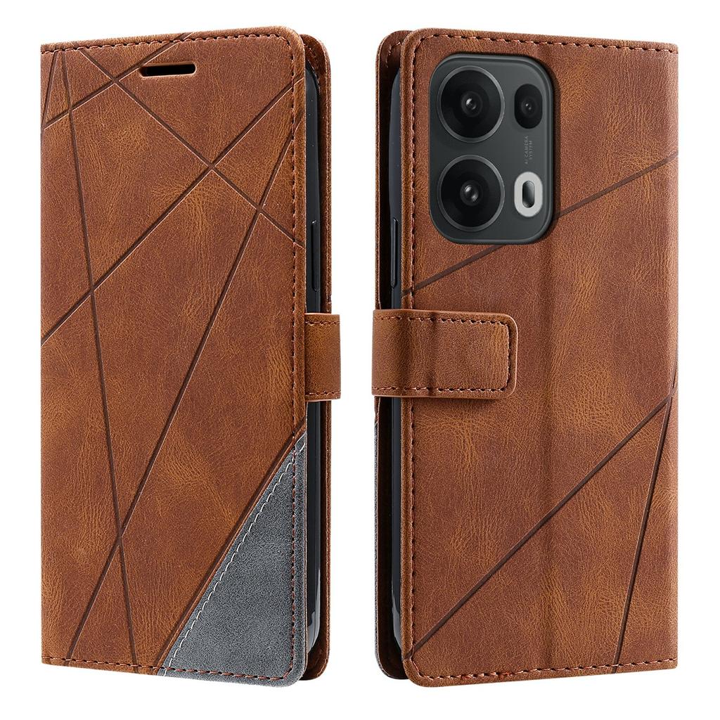 For Oppo Reno13 Pro 5G Case Imprinted Lines PU Leather Splicing Wallet Phone Cover