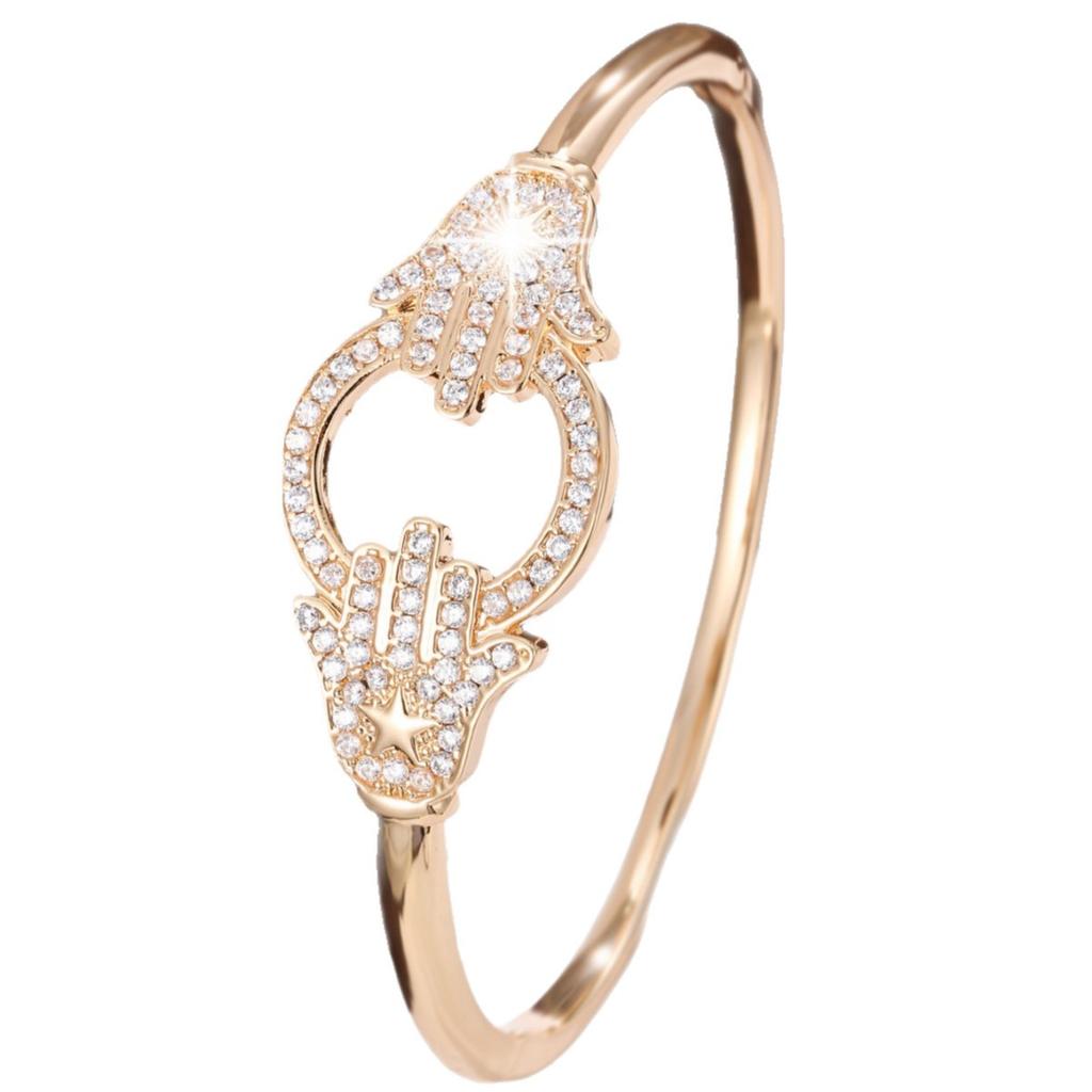 Hand Hoop Micropaved Zirconia Jewelry Bracelet for Women