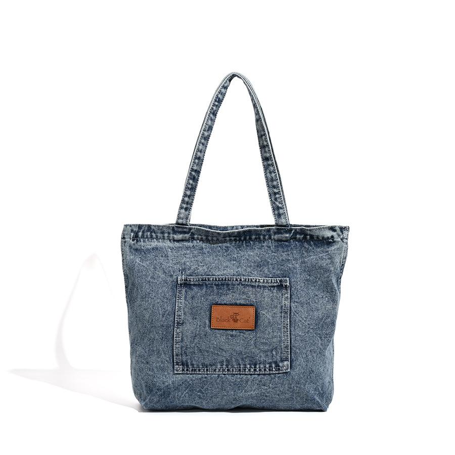 Denim Canvas Shoulder Bag for Women Large Capacity Shopping Bags Daily Literary Tote Bags Japanese and Korean Casual Versatile Handbags