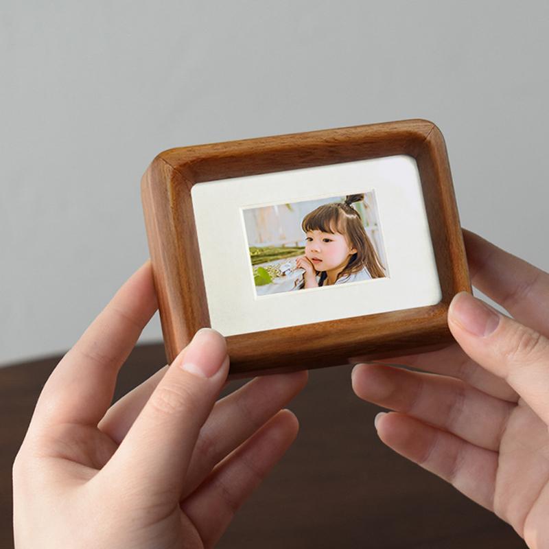 Фоторамка, гладкая круглая фоторамка из массива дерева, отображение фотографий