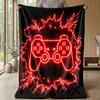 Red Neon Game Controller Theme blanket Lightweight Warm Flannel Blanket Decorative Throw Blanket for Home Decoration