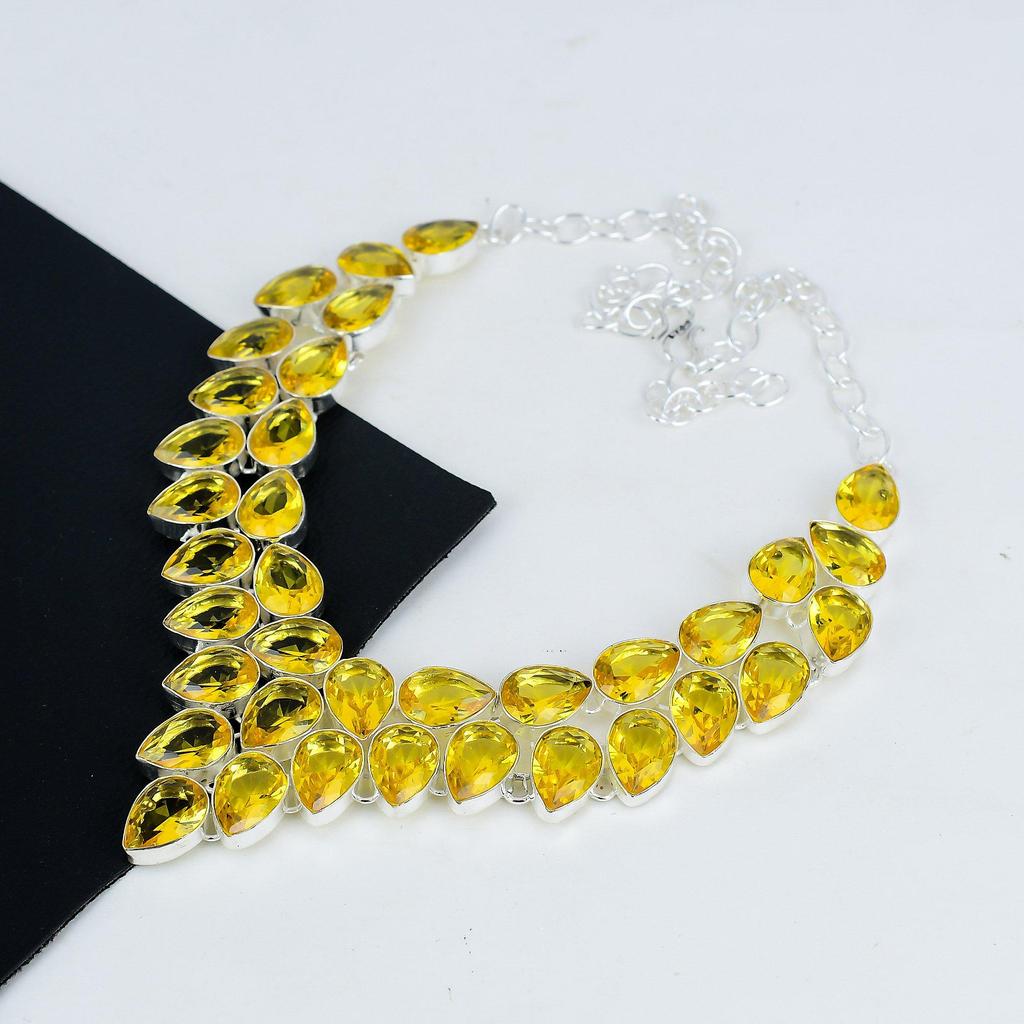 Изящное ожерелье из серебра 925 пробы с драгоценным камнем цитрин, серебряное ожерелье с цитрином для жены, ожерелье унисекс, подарок на годовщину