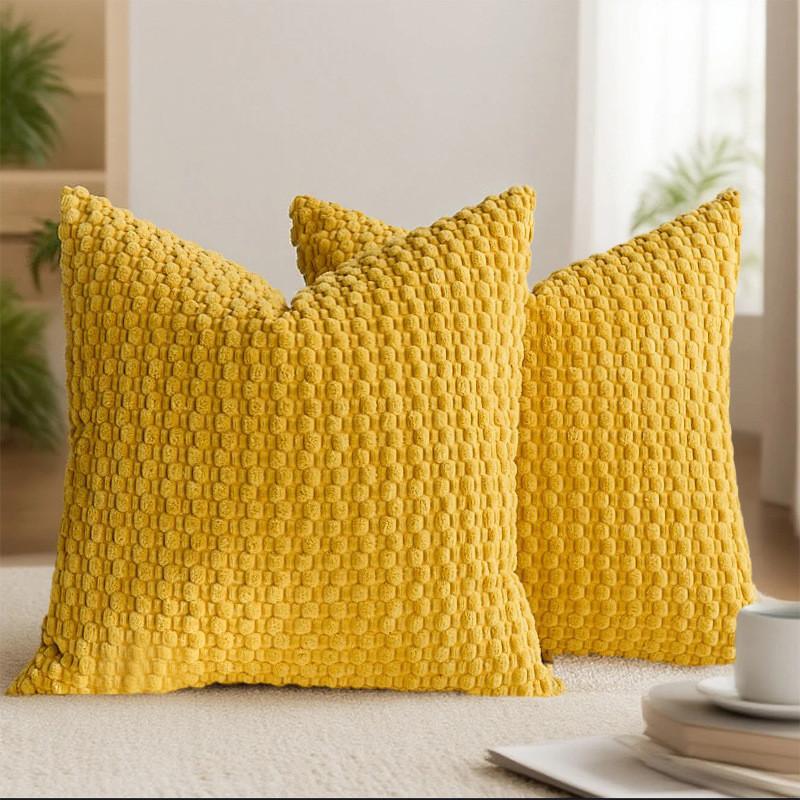 Solid Color Bubble Granule Corduroy Pillowcase Seat Cushion Protective Cover