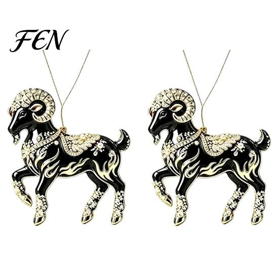 Holiday Party Hanging Ornaments 2Pcs 2D Goat Ornaments, Acrylic Winged Pendants, Year of Birthday Favors The Auspicious Decorations for Tree, Mantel,