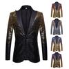 Мужская мода постепенное изменение цвета блестящий пиджак с пайетками застежка воротник блейзер