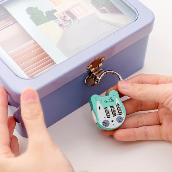 Code Number Lock Anti-theft High Strength Accurate Cute Cat Mini Luggage Suitcase Number Password Lock for Dorm Drawer